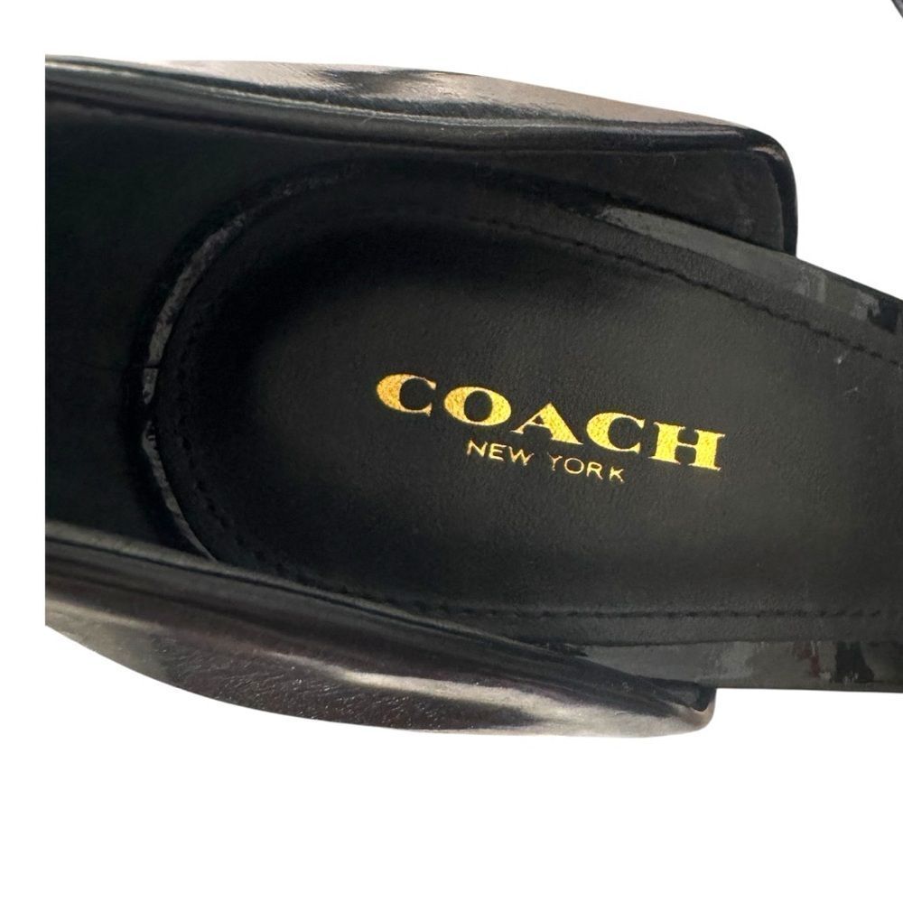 COACH Raven Stiletto Heels Black D’Orsay Calf Leather Brass Buckle Size 10 - Picture 6 of 8